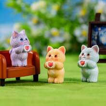 24pcs Simulation Cartoon Heart-Shaped Seven-Color Cats Micro Landscape Scenery Resin Accessories Desktop Decorations Car Hanging Ornaments - Multicolor - View 4
