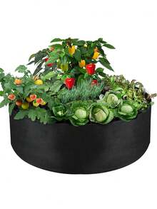 90*30cm Garden Flower Growing Bag Fabric Raised Planting Bed Bag Planter Pot With Handles Planting Pots For Herb Vegetable Plants Round - Black - View 6