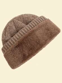 JZML 1 pieza Gorro tipo slouch con etiqueta con la letra G.S, decoración y forro de felpa, accesorio de invierno