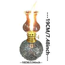 1盏复古玻璃油灯，饰以水晶油灯