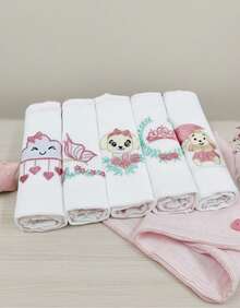 Set Of 5 Double-Layer Cloth Diapers With 100% Cotton Trim For Girls And Boys - Màu hồng gỉ - Xem 1