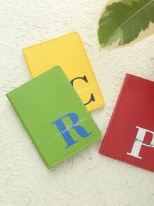 Takeoak 1 Stück personalisierter Namens- & Initialen-Passcover, schicker personalisierter Monogramm-Passhalter, bunte personalisierte Initialen-Dokumentenkartenhalter, einzigartiges Reisegeschenk, Geburtstags-, Hochzeits-, Braut-, Freundschaftsgeschenk, Schulmaterial, Schulgeschenk, für Büro, Lehrergeschenke, für Universität, für Kollegen, für Studentenwohnheime, für Lehrer, für Jungen und Mädchen, großes Fassungsvermögen