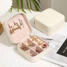 Portable Jewelry Box Travel Case Organizer For Jewelry Rings And Necklaces - White - View 11