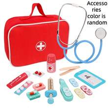 Kids Wooden Pretend Doctor Playset, Realistic Medical Toy Set For Boys And Girls, Family Fun Interactive Gift - Multicolor - View 14