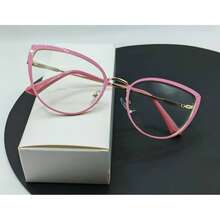 一副双色金属猫眼眼镜，复古甜美时尚设计，电脑眼镜，适合近视和正常视力，户外光致变色时尚款式 - 彩色 - 查看 20