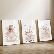 3pcs Personalized Name Decorative Painting, Wall Art For Children's Room, Featuring Fairy And Deer Themes - Multicolor - View 12