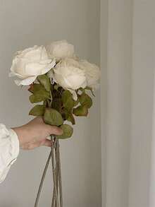 3pcs Vintage Rose Artificial Flowers. Designed For European-Style Weddings: Can Be Paired With Lily Of The Valley And Hydrangea To Make Bouquets, Or Used As Groom's Boutonniere/Cake Decor. Suitable For Placing On Coffee Tables And Vanities At Home. An Ideal Choice For Mother's Day, Valentine's Day And Other Holiday Scenarios, Creating A Vintage Romantic Atmosphere. - Multicolor - View 4