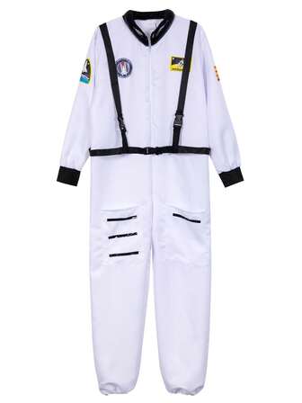 1pc Adult Unisex Astronaut Cosplay Jumpsuit, Pilot/Astronaut Costume For Holiday Party Performance