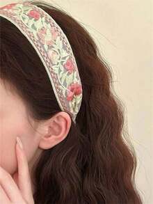 Women's Floral New Chinese Style Rose Embroidery Lace Headband, Retro Wide Headband, Valentine's Day Gift, Headband, Hair Tie, Hair Accessory, Hair Clip - Best Gift For Women!, Hairband, Hair Hoop - Multicolor - View 7
