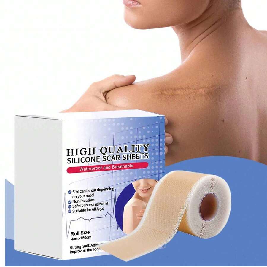 硅胶疤痕贴，自粘硅胶疤痕片 - 0.39 英寸 x 59.06 英寸疤痕凝胶胶带卷，可重复使用的硅胶疤痕条，专业用途 - 彩色 - 查看 1