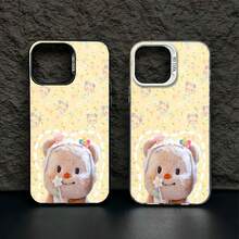 Funda para teléfono con adorable osito y estampado floral, compatible con teléfonos ,  17,  16 Pro Max,  15 Pro Max,  13 y  12. Fabricada en TPU, ofrece protección contra golpes y caídas. Un regalo perfecto para niños, cumpleaños, baby showers y ocasiones especiales. - Negro - Ver 6