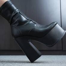 Elegant 5.8-Inch Heel Ankle Boots With Soft PU Upper And  Platform - Black - View 5