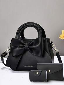 1 Set Including Women's Handbag, Bow Decor Shoulder Bag, Fashion Solid Color Crossbody Bag - Beige - View 11