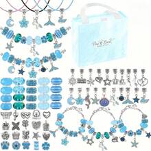 4套DIY手链串珠套装，每套包含135颗/129颗/67颗珠子，包含独角兽和美人鱼主题，内含60件配件、3条手链和3条项链，适合作为生日、圣诞节、新年和情人节礼物。 - 彩色 - 查看 13