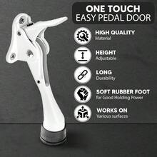 HOMEandI One Touch Easy - Tope de puerta con pedal fácil de usar en altura ajustable con punta de goma tipo tornillo de palanca de resorte blanco 4 pulgadas x 1 paquete - blanco - Ver 5