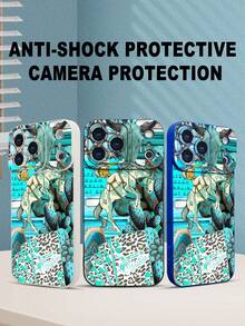 1 pieza Funda de teléfono con diseño de vaquero montando caballo, cartas de póker y elementos del desierto en tonos turquesa, estilo occidental moderno ideal para amantes del arte urbano y la cultura del Oeste, protección elevada para lente con diseño de ojo de cámara, resistente a golpes, compatible con iPhone 17 Pro Max/16/15/14/13/12/11/Plus/Pro/Pro Max, compatible con Galaxy A34/A35/A54/A55, Galaxy S20/S21/S22/S23/S24/S25 Ultra/Plus, compatible con Galaxy/Redmi/Honor/OPPO/ViVo - Blanco - Ver 8