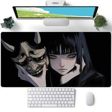 1pc Japanese Oni Mask Girl Control Mousepad XXL Mouse Pad Electronic Sports Keyboard Pads Gaming Setup Accessories Mouse Mat - Black - View 5