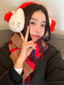 Sanrio 1 件可爱卡通纯色 Hello Kitty 毛绒耳罩，休闲户外自行车保暖耳罩，厚毛耳套，适合秋冬季 - 彩色 - 查看 6