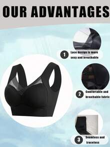 5pcs Seamless Wireless Bras For Women Removable Padding For Shape, Adjustable Wide Bands & Back Closure Friendly For Big Busts, Cool-Touch, Underwear Women Silky, Lightweight - Nhiều màu - Xem 5