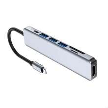 Coolcirc 7合1 C型USB集线器，兼容高清电视，USB 3.0/2.0适配器，SD/TF读卡器，4K 30Hz USB分配器，适用于电脑、平板电脑 - 銀灰色 - 查看 7