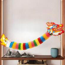 3D Paper Dragons Chinese Vietnamese New Year Handheld 5.2 Ft, 1pc Large DIY Garland Dragon Puppet Craft Kit, 2026 Spring Festival Parade Dragon Props For Lunar Horse Year Party Decorations - View 3