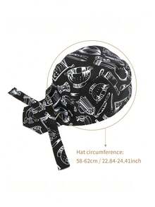 1 pieza Gorro de chef ajustable, diseño de calavera, material de poliéster negro, cierre a presión, ligero y elástico, adecuado para restaurantes y cocina - Multicolor - Ver 4