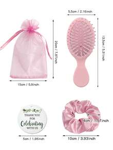 Brodark 4/24 قطعة من أربطة الشعر الوردية، كيس سحاب وبطاقات شكر، مناسبة لهدايا العروس والوصيفات وحفلات الخطوبة وعيد الميلاد والعام الجديد