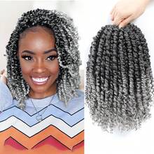 Karida 8/10/12 Inch Grey Passion Twist Crochet Wig, Passion Twist Pre-Looped Short Crochet Wig Suitable For Women And Children For Daily Wear, Festivals And Cosplay - Gray Ombre - View 12