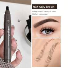 1pc 4D Liquid Eyebrow Pencil With Multi-Prong Tip, Smudge-Proof, Long-Lasting, Quick Drying, Available In Dark Brown, Ash Brown, Black, Light Brown - Multicolor - View 9