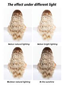 1 pieza de peluca sintética resistente al calor con degradado de color rosa rizado, de 28 pulgadas de largo, hecha de fibra, apta para uso diario, pieza de cabello natural y realista. - Degradado - Ver 7