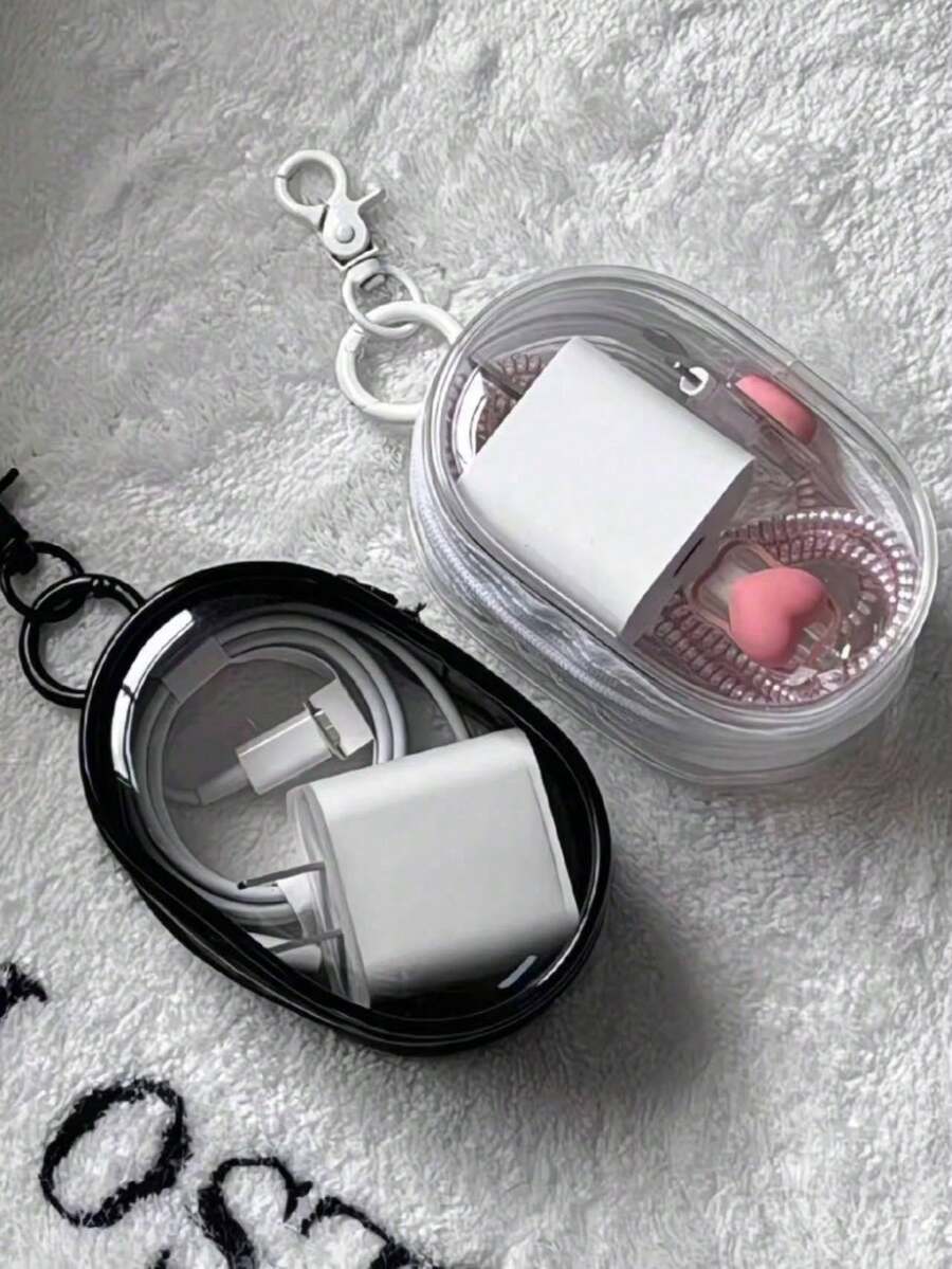 1PC Premium Transparent Cable Charger Organizer Smart Portable Wind Cord Storage Case With Multi Compartments For Phone Charger Earphones Power Bank Data Cables Perfect For Travel Home Office Car Use Electronic Accessories Storage Bag For Students Professionals Travelers - 無色 - 查看 1
