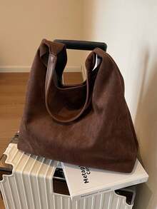 2pcs Set: 1 Vintage Suede Large Capacity Shoulder Bag & 1 Inner Lining For Women, Commuter Tote Handbag, Autumn Winter, New Arrival Hobo Bag, Retro Inspired Bag For Women, New Autumn And Winter Women Bag, Best Fall Purse, Newest Fashionable Suede Bag For Women, Perfectly Matching With Fall Outfits Women Fall Clothes For Women, New Fall Fashion 2025 For Women - Cà phê nâu - Xem 10
