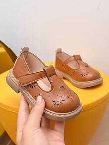 1 Pair Comfortable, Fashionable, Minimalist British Style Lightweight Non-Slip Girls Loafers - Brown - View 7