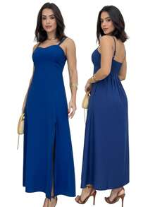 Women's Long Dress For Summer Weddings - 寶藍色 - 查看 4