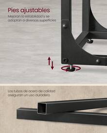 VASAGLE Mesa Auxiliar, Mesa de Sofá en Forma de C, Bandeja de TV, Marco de Metal, Salón, Dormitorio, Marrón Rústico y Negro - Marrón - Ver 8