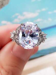 1 Chiếc nhẫn Cubic Zirconia thanh lịch dành cho nữ dùng để trang trí tiệc cưới, kỷ niệm ngày đính hôn, quà tặng ngày lễ tình nhân - 1 # - Xem 3