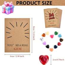 24pcs Heart-Shaped Crystal Stone Card Stationery Gift Set, Suitable For Valentine's Day, Halloween, Birthday, Christmas And Other Occasions, Comes With Exquisite Greeting Cards, Great For Party Favors, Classroom Gifts, School Class Gifts, Party Souvenirs - View 4