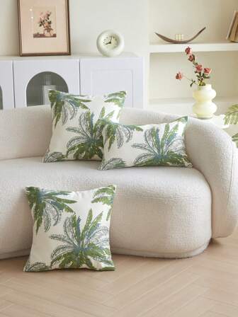 1 件装热带棕榈叶刺绣抱枕套，家居装饰，适用于沙发、客厅、卧室，四季皆宜