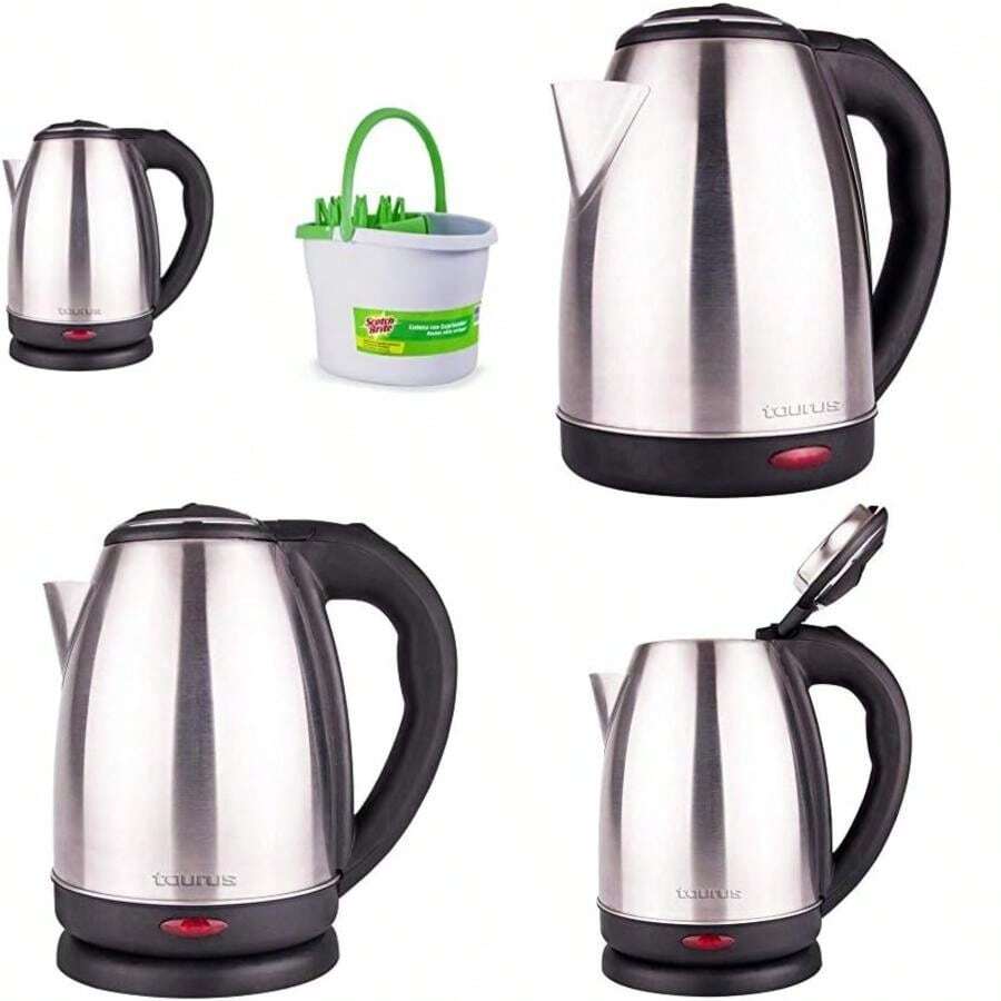 Taurus Hervidor de Agua Caronte, 2 Lt, 1000 W, Chico, Plata + Scotch-Brite Cubeta con Exprimidor, Blanca(default) - Multicolor - Ver 1