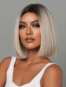 14 Inch Ombre Short Bob Wig, Dark Roots, Heat Resistant Synthetic Wig, Suitable For Women's Daily Wear, School, Music Festivals, Also Can Be Used As Graduation Or Holiday Gift, Exquisite Accessory - Ombre - Xem 11