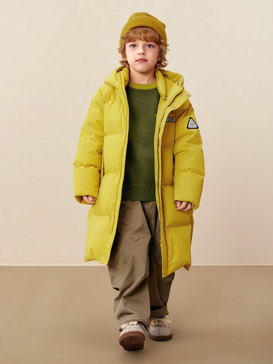 mini bala Triple-Proof Series Kids Long Down Coat Windproof Waterproof Warm Winter 2025 - Yellow Green - View 1