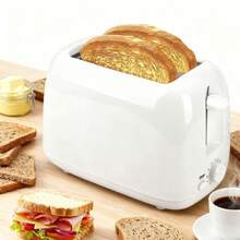 Tostadora de pan, tostadora eléctrica de dos ranuras, seis ajustes de tostado, funcionamiento automático, diseño portátil, apta para uso doméstico y en la oficina. - Blanco - Ver 2
