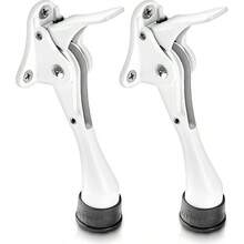 HOMEandI One Touch Easy - Tope de puerta con pedal fácil de usar en altura ajustable con punta de goma tipo tornillo de palanca de resorte blanco 4 pulgadas x 2 unidades - blanco - Ver 1