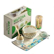日式窑烧抹茶茶具套装，包含茶碗、茶筅、茶勺、茶架，适合居家功夫茶道，宋代风格
