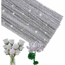 Pipe Cleaners Craft, Glitter Pipe Cleaners Crafting Creative Hand Craft Supplies For Festivals Bouquet DIY Crafts Decorations - Bạc lấp lánh - Xem 8