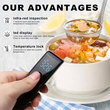 Termómetro de infrarrojos no contacto mide la temperatura de la superficie, 32-212°F modo de medición de temperatura de objetos y 89,6-109,22°F medición precisa de temperatura de mascotas, con alarma de temperatura, utilizado para medir la temperatura de objetos y alimentos calientes y bebidas calientes de mascotas, termómetro no humano, medición de objetos del entorno, 2*AAA batería, producto sin batería. - Negro - Ver 7