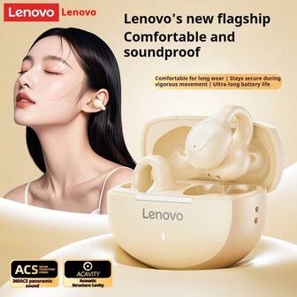 Lenovo Bluetooth Earbuds, Clip-On Style, Open Design, Bluetooth 5.4 Upgrade, No Sound Leakage, Comfortable For Long Wear, Low Latency, Wireless Sports, Music, And Gaming Headset, Compatible With Apple, Huawei, Xiaomi, And OPPO Phones.