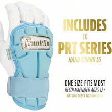 Franklin Sports - Protector de mano de béisbol + muñequera - PRT  Series Adulto + Protector de muñeca para bateo, mano protectora, protector de muñeca, bateadores para mano derecha e izquierda, - Azul Carolina - Ver 3