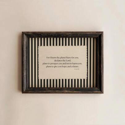 1pc Vintage Jeremiah 29:11 Bible Verse Canvas Poster, Christian Wall Decor, Home Decoration, Room Decor, Striped Scripture Print, Inspirational Religious Art, Suitable For Living Room, Bedroom Decoration, Faith Quote Wall Hanging, Applicable For Home Decor And Prayer Corner