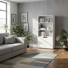 KIWI Modular Wooden Cube Shelving Unit In Various Sizes And Configurations (2 To 9 Compartments), Versatile Bookshelf For Books, Storage And Decoration, Various Colors Available - WHITE - 4 Levels + Doors | 59*29*120cm - View 7
